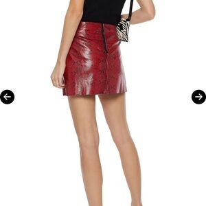 Alice + Olivia Red Snake-Print Mini Skirt - leather and lined -  size 4